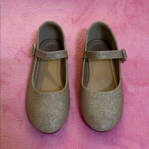Gold glitter girls dress shoes